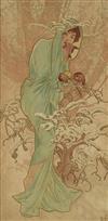 ALPHONSE MUCHA (1860-1939). [THE SEASONS.] Group of four decorative panels. 1896. 38x19 inches, 97x49 cm.